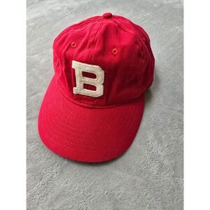 Ebbets Field Flannels Hat Cap Red Strapback "B" Made In USA